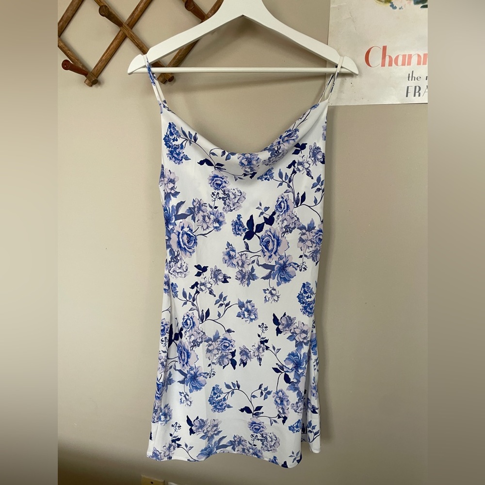 Urban Outfitters Mallory Floral Cowl Neck Mini Slip Dress